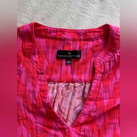Pomander Place Hot Pink Ikat Kenzo Dress Size XL Resort Wear Summer Beach Casual - Picture 14 of 16